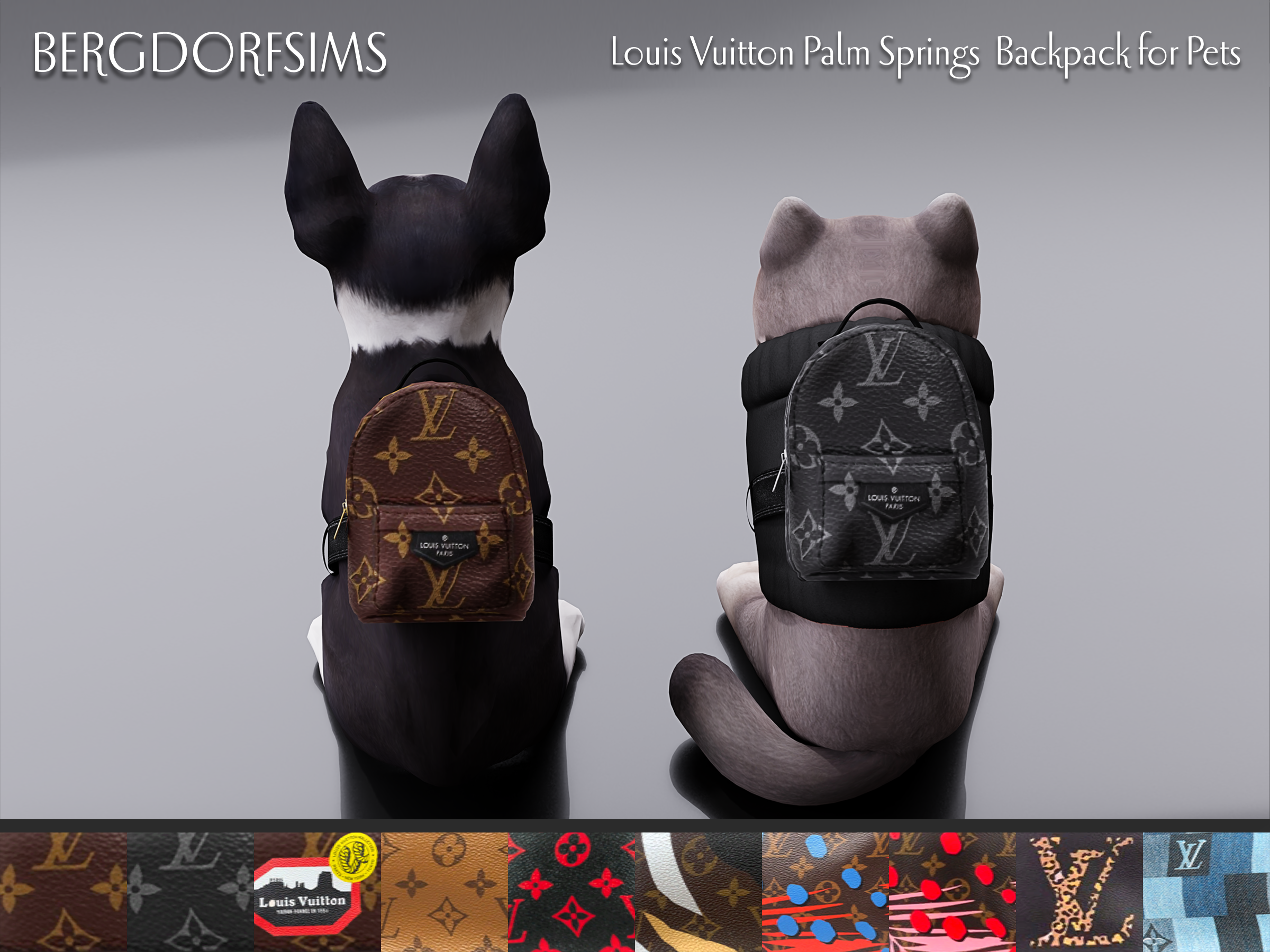 Louis Vuitton Palm Springs Backpack for Pets by bergdorfsims from Patreon